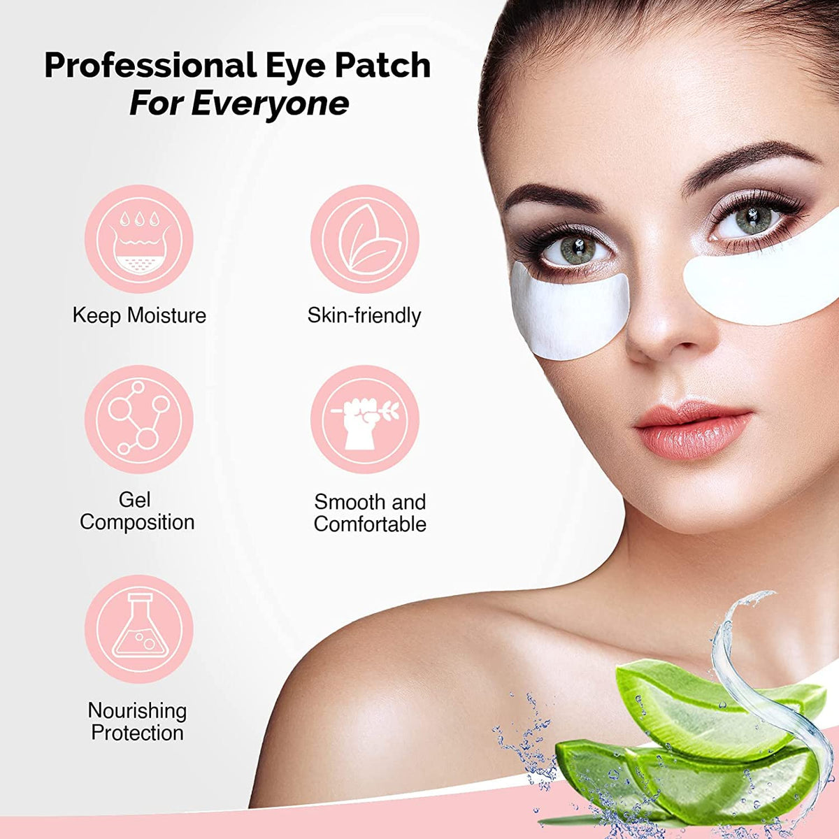 GreenLife Natural Hydrogel Eye Gel Pads - Collagen & Aloe Vera Under Eye Patches for Eyelash Extensions & Skin Care (100 Pairs)