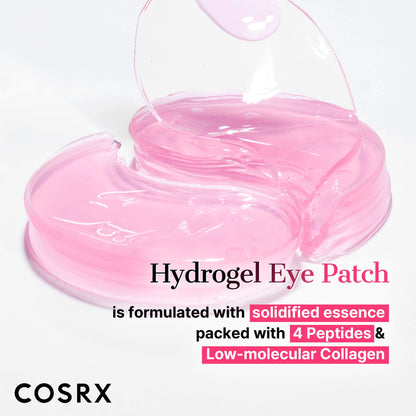 COSRX Pink Peptides Collagen Hydrogel Eye Patch - 60 Patches - Revitalizing Under Eye Mask for Dark Circles & Puffiness