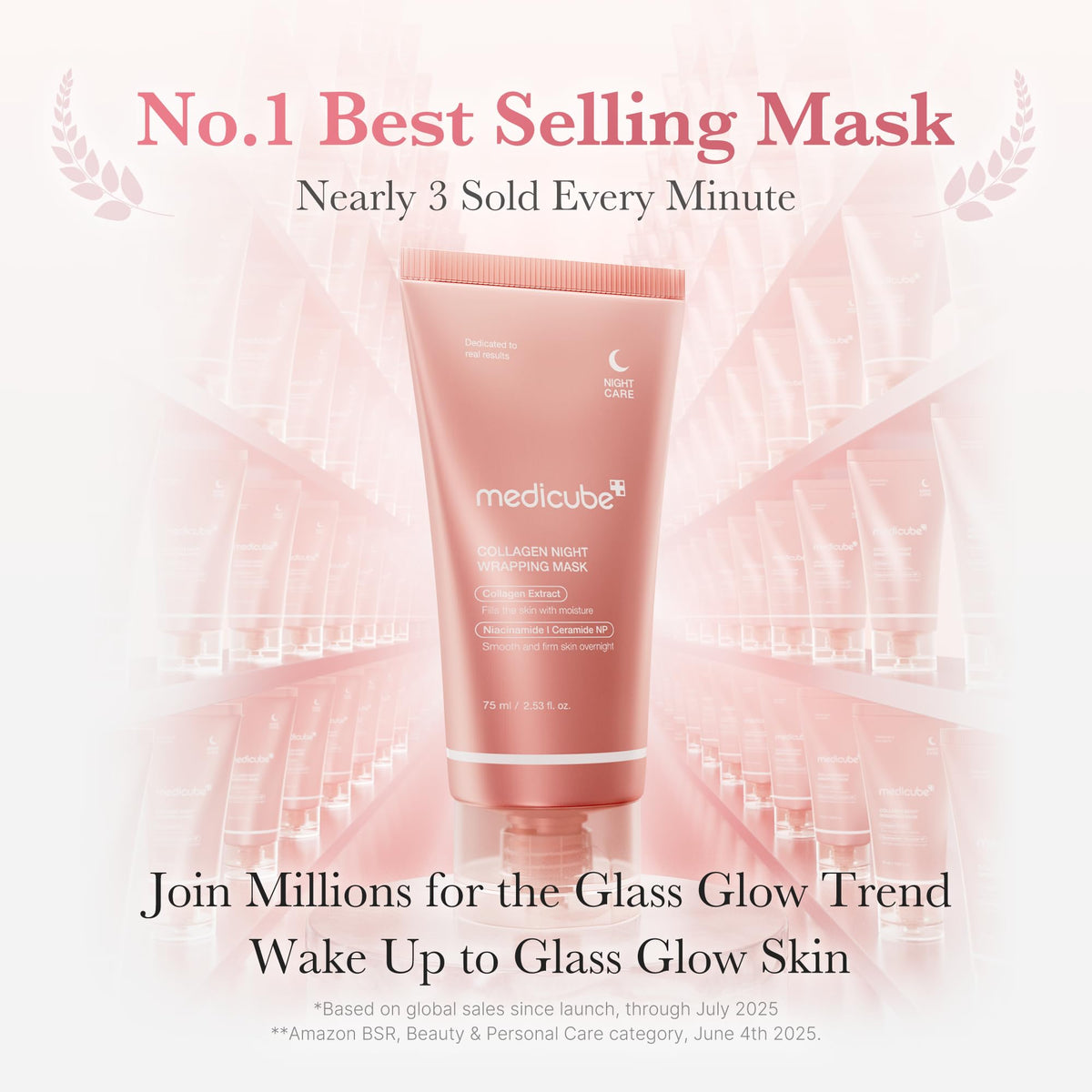 medicube Wrapping Mask Collagen Overnight Peel Off Facial Mask - Elasticity & Hydration Care, Reduces Sagging & Dullness - Hydrolyzed Collagen For Glowing Skin - Korean Skin Care, 2.53 fl.oz