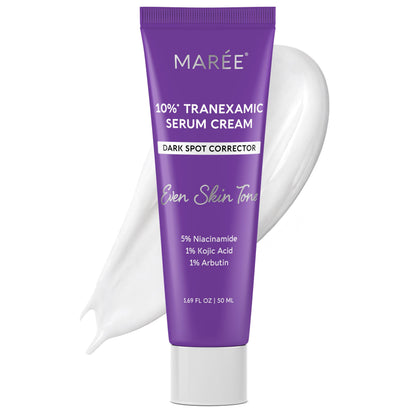 MAREE 10% Tranexamic Serum Cream - Alpha Arbutin Cream with Tranexamic Acid, Niacinamide - Dark Spot Corrector with Alfa Arbutin - Acido Tranexamico Crema para Manchas Oscuras en la Cara