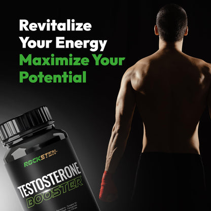 RockSten Testosterone Booster for Men - Tribulus, Tongkat Ali & Fenugreek - Stamina, Energy & Muscle Growth Support Supplement