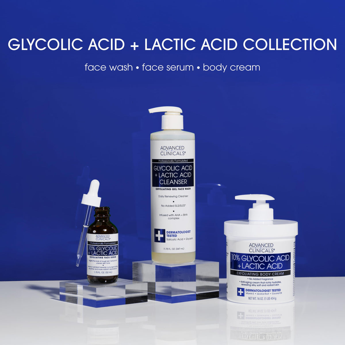 Advanced Clinicals 10% Glycolic Acid Serum - Triple Acid Exfoliant (52ml)