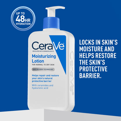 CeraVe Daily Moisturizing Lotion for Dry Skin, Fragrance Free Face & Body Moisturizer 12 oz