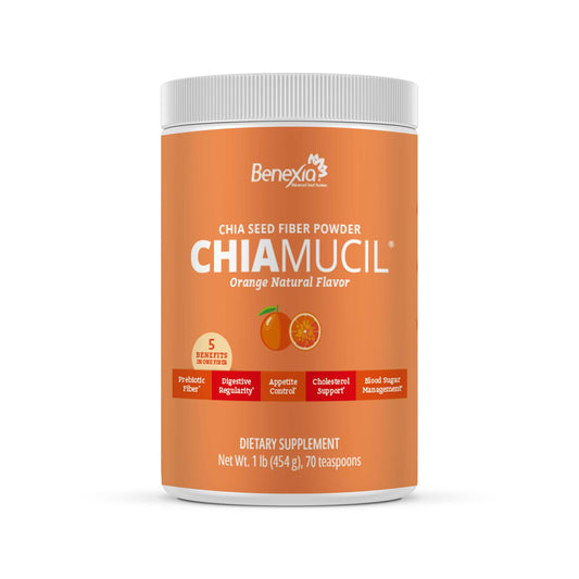 BENEXIA Chiamucil Prebiotic Chia & Inulin Fiber Powder, Orange, 35 Serv