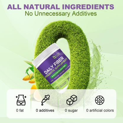 NATURE TARGET Daily Fiber Supplement - Soluble Prebiotic Fiber Powder for Gut Health, Whole Food High Fiber for Digestive Health & Regularity, Unflavored, Gluten & Sugar Free, Keto - 70 Servings