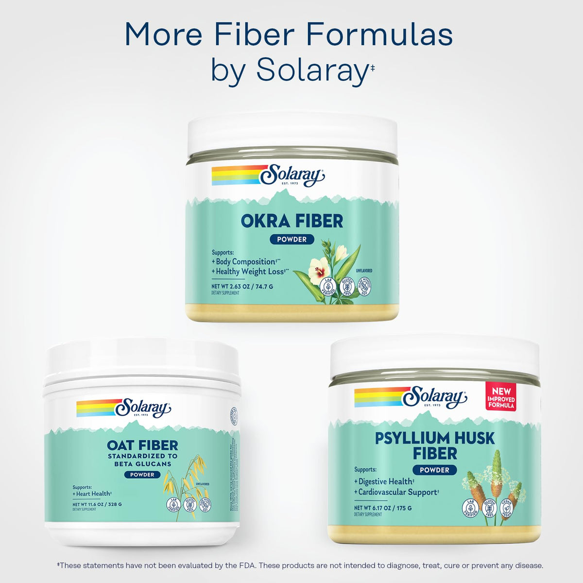 SOLARAY Okra Fiber Powder - Digestion Supplement - Supports Body Composition and Healthy Digestion - Unflavored, Gluten Free, Vegan - 30 Servings, 2.63oz