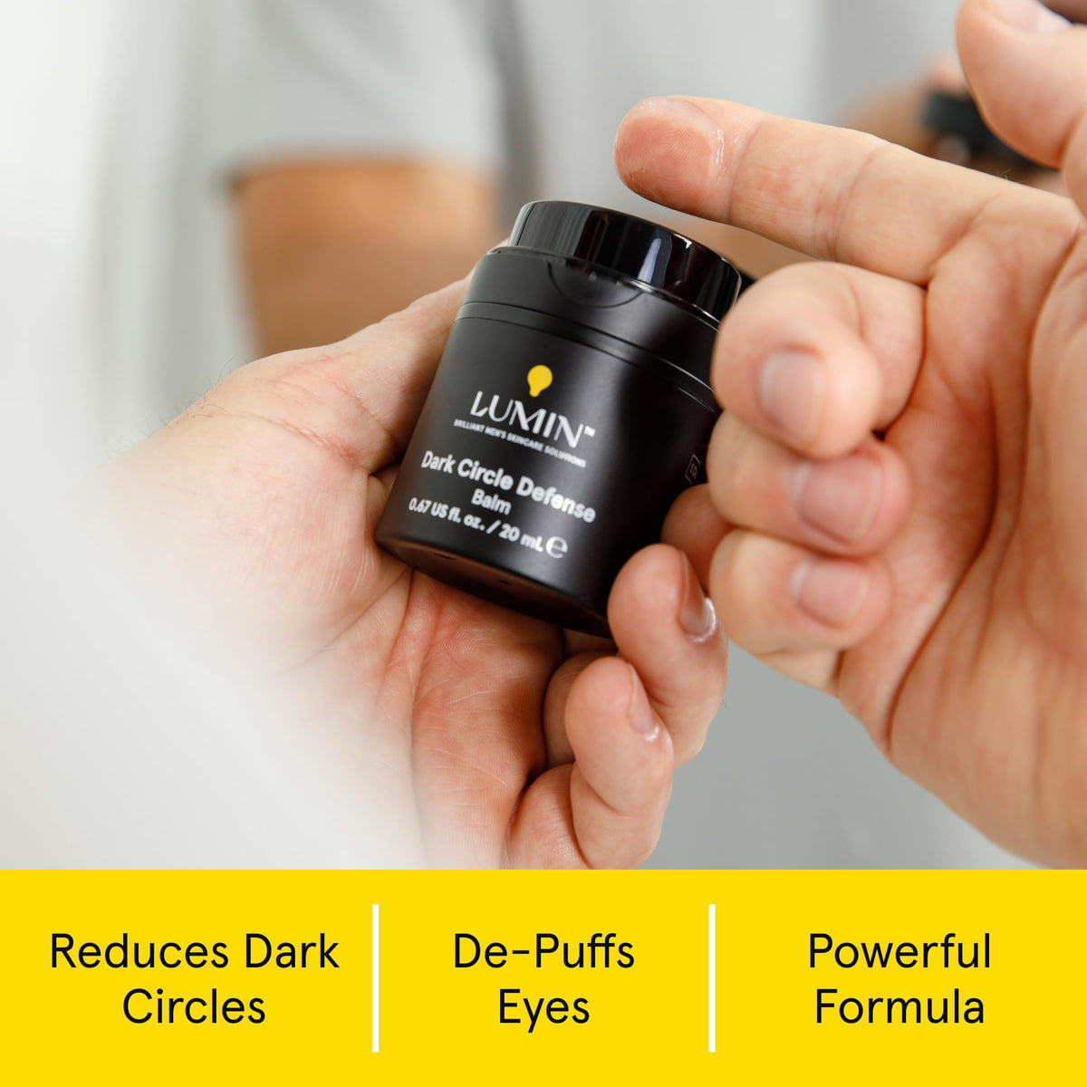 Lumin Men’s Dark Circle Defense Balm (20ml) - Hydrating Eye Cream with Caffeine & Niacinamide - Reduces Puffiness, Fine Lines & Dark Circles - Korean Skincare for Men