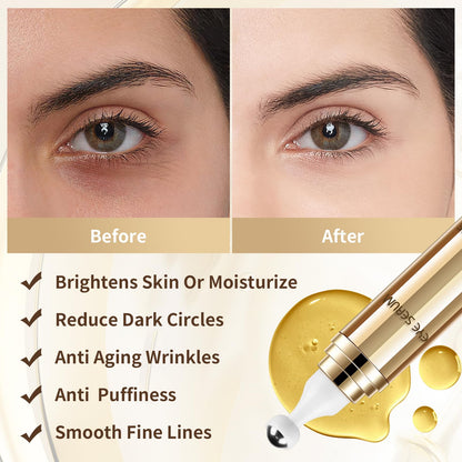 5% Caffeine Eye Serum with 360° Cooling Massage Ball (0.67 fl oz) - Rapid Treatment for Dark Circles, Puffiness & Eye Bags - Hyaluronic Acid Anti-Aging Serum for Men & Women