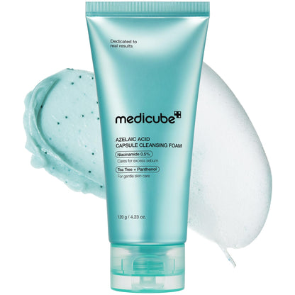 medicube Facial Cleanser Azelaic Acid Capsule Foam Cleanser - Soothing Daily Cleansing Foam For Troubled Skin & Excess Sebum Control - Uneven Skin with Niacinamide, Glycerin - Korean Skincare, 4.23 oz