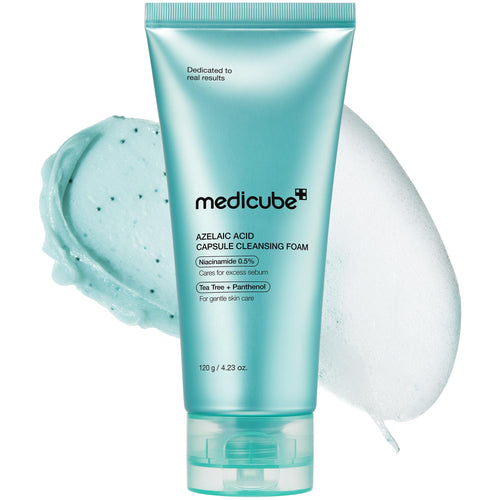 medicube Facial Cleanser Azelaic Acid Capsule Foam Cleanser - Soothing Daily Cleansing Foam For Troubled Skin & Excess Sebum Control - Uneven Skin with Niacinamide, Glycerin - Korean Skincare, 4.23 oz