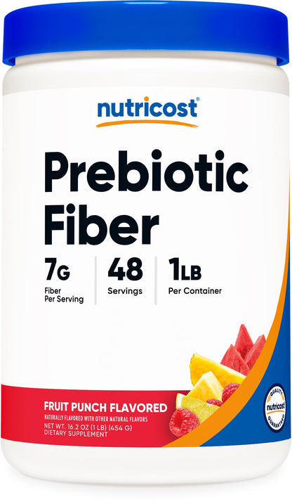 Nutricost Prebiotic Fiber Fruit Punch Flavored (1 Pound) - Vegan, Gluten-Free, GMO-Free