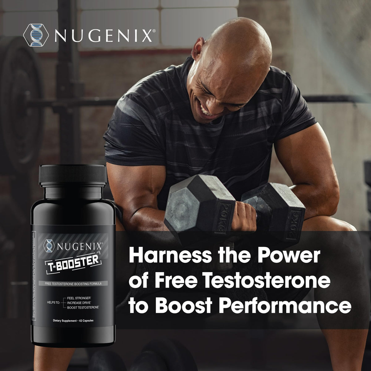 Testosterone Booster for Men - Free Testosterone, Energy & Strength Support Supplement - Nugenix T Booster (42 Count)