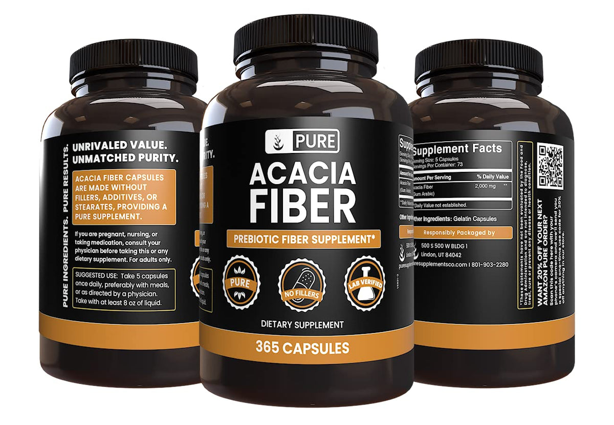 Pure Original Ingredients Acacia Fiber (365 Capsules) No Magnesium Or Rice Fillers, Always Pure, Lab Verified