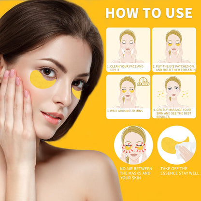 Qyiywim 24K Gold Under Eye Patches - 70 PCS Eye Gel Pads for Dark Circles, Puffiness & Eye Bags