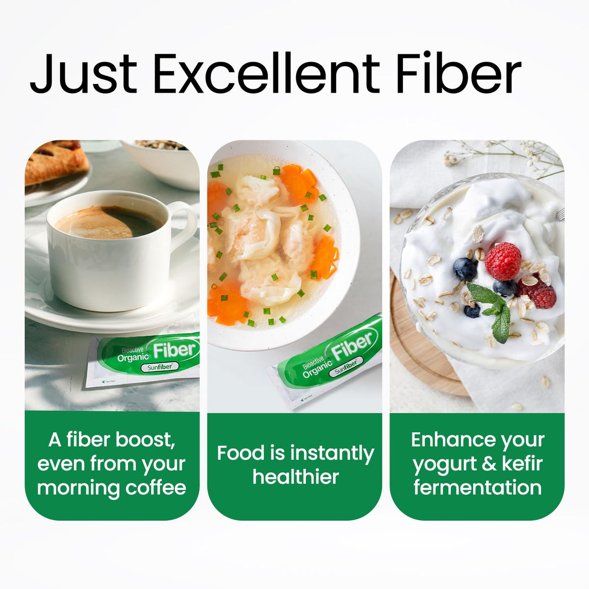 LABO Nutrition Bioactive Organic Fiber - Sunfiber PHGG Soluble Prebiotic Fiber for Digestive Regularity & Gut Health - Partially Hydrolyzed Guar Gum, Low FODMAP, Unflavored, Vegan, Non-GMO, 30 Sachets