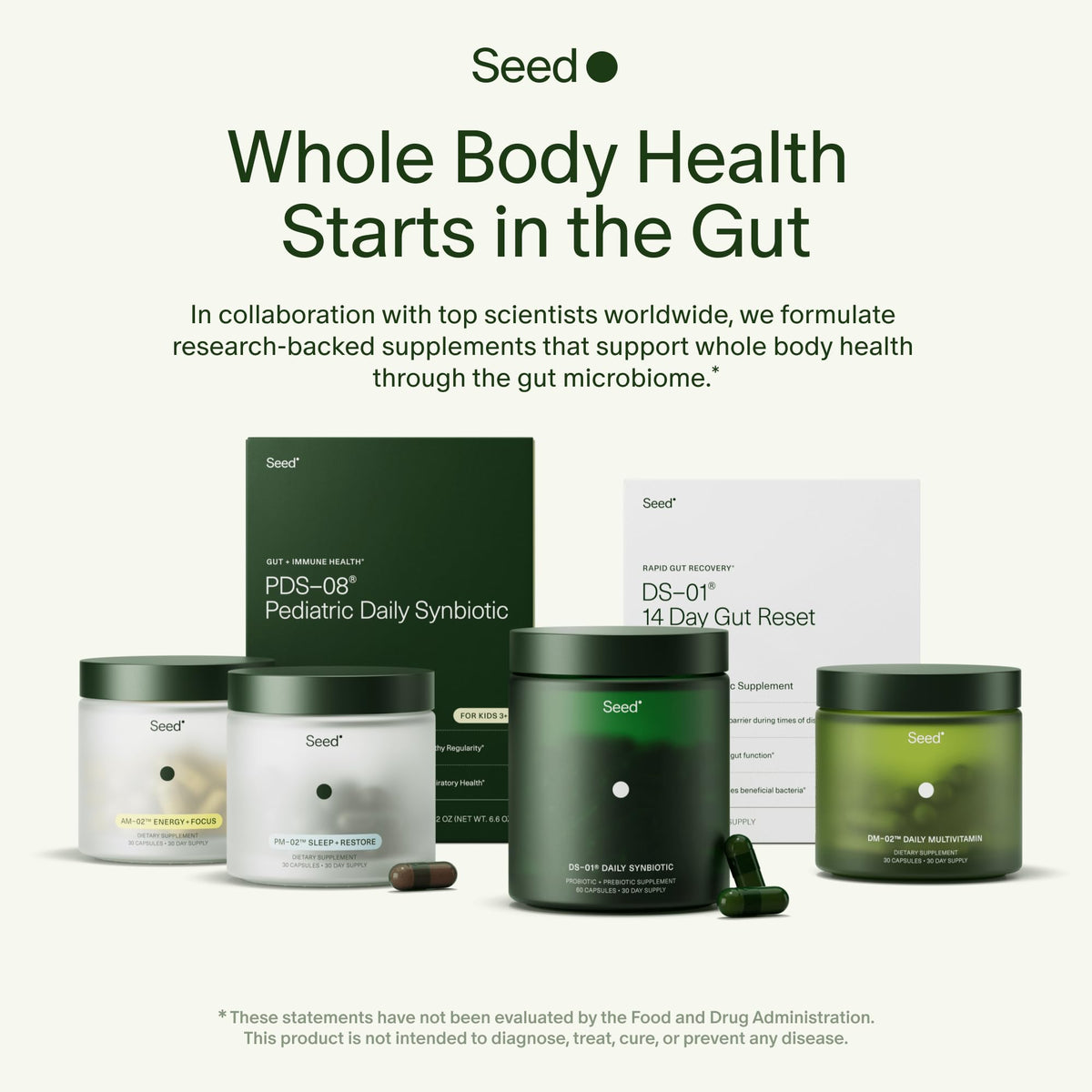 Seed DS-01 Daily Synbiotic - Prebiotic and Probiotic for Women & Men - Digestive Health, Gut Health, Immune Support, Bloating & Constipation Relief - Vegan & Shelf-Stable - 60-Day Refill (120ct)