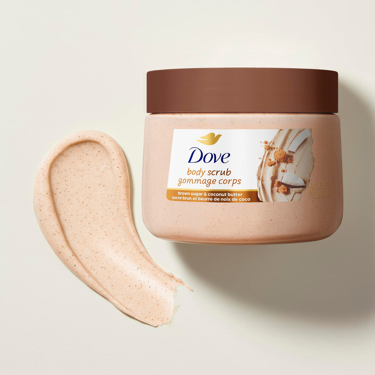 Dove Brown Sugar & Coconut Butter Body Scrub, Exfoliating & Nourishing Scrub 15 oz