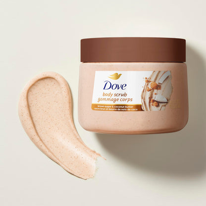 Dove Brown Sugar & Coconut Butter Body Scrub, Exfoliating & Nourishing Scrub 15 oz