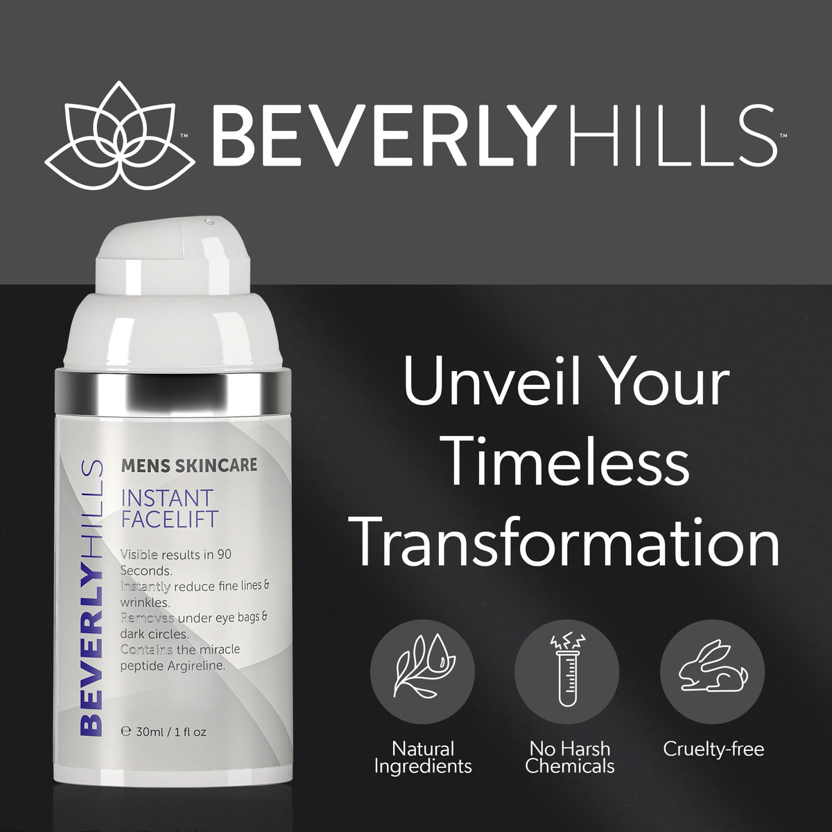 Beverly Hills Men's Instant Facelift & Eye Serum - Dark Circles, Puffy Eyes & Wrinkle Treatment