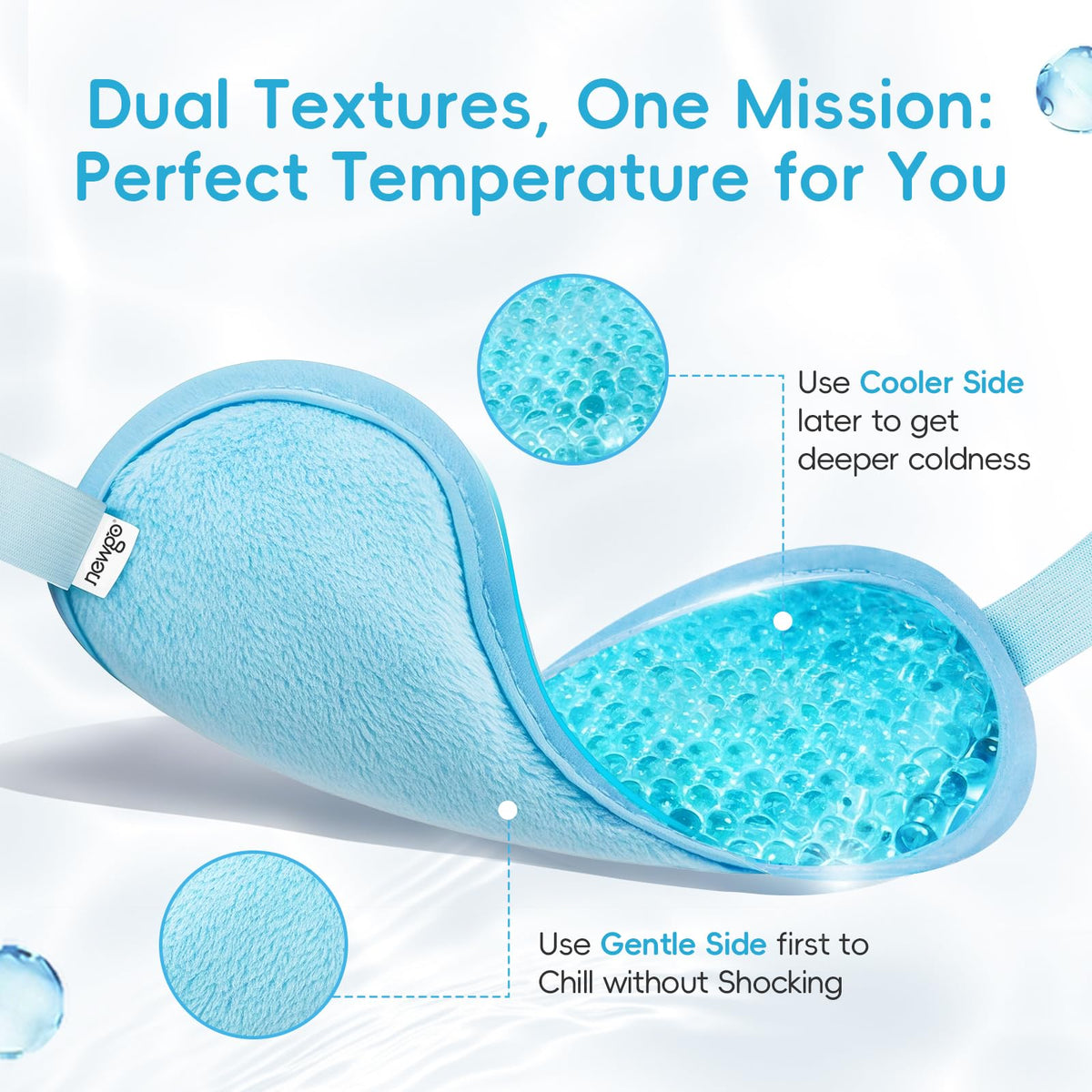 NEWGO Cooling Eye Mask - Cold Ice Pack for Puffy Eyes, Dark Circles, Headache & Stress Relief (Blue)