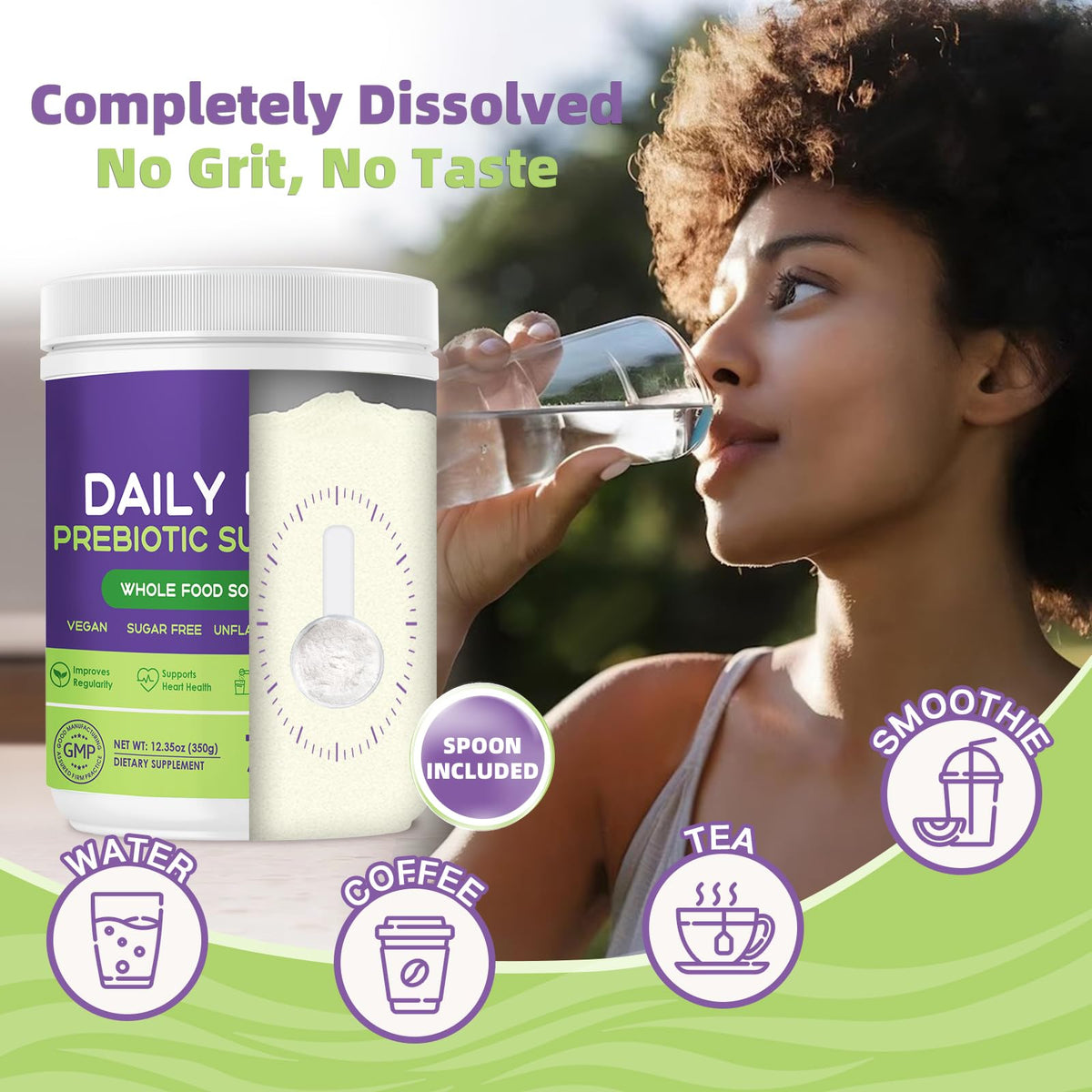 NATURE TARGET Daily Fiber Supplement - Soluble Prebiotic Fiber Powder for Gut Health, Whole Food High Fiber for Digestive Health & Regularity, Unflavored, Gluten & Sugar Free, Keto - 70 Servings