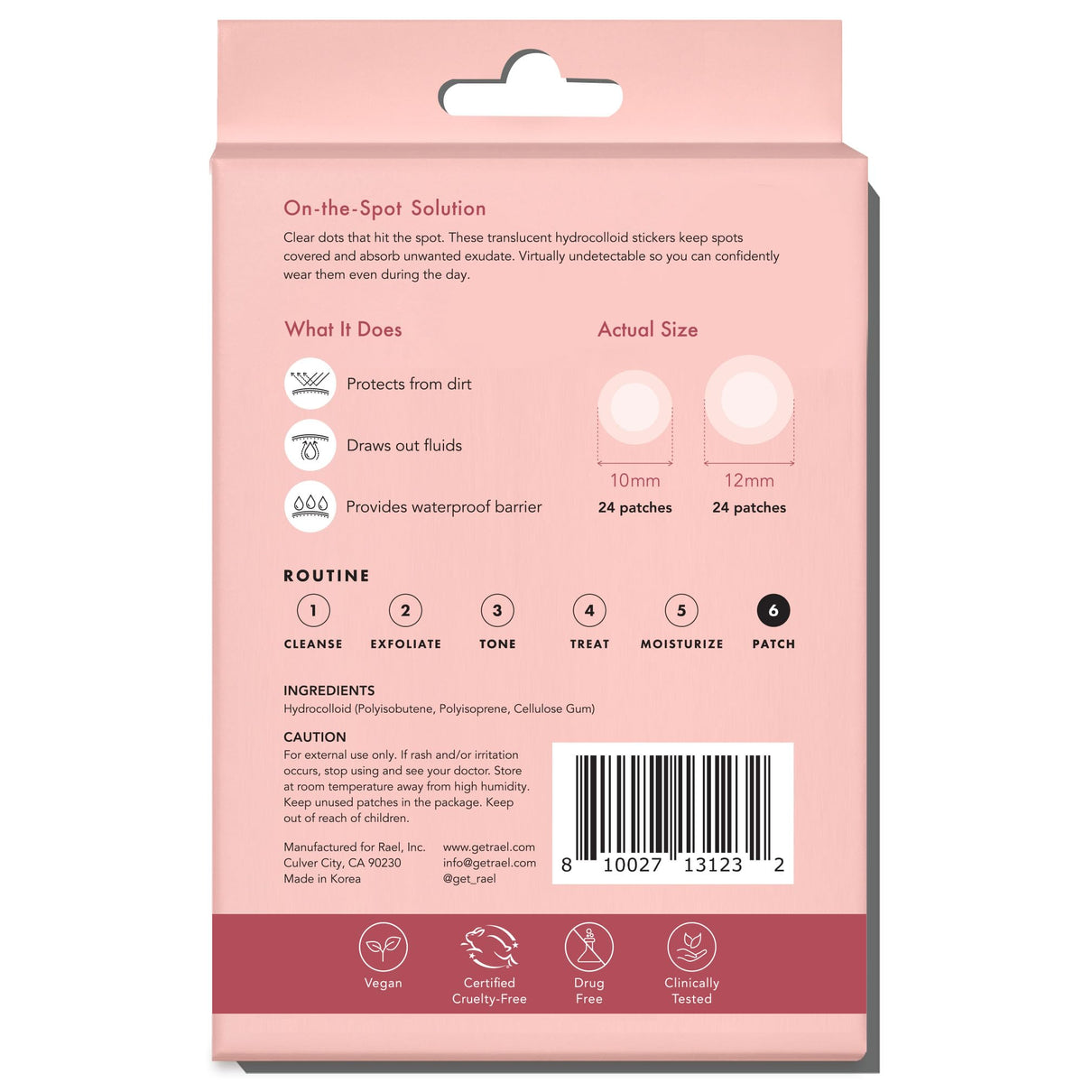 Rael Pimple Patches - Hydrocolloid Acne Pimple Patch, Absorbs Zits & Blemish, Korean Skin Care, 2 Sizes (96 Count)