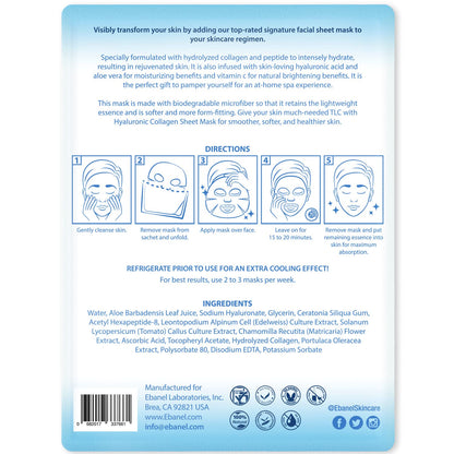 Ebanel 40 Pack Collagen Face Mask with Hyaluronic Acid, Vitamin C, Peptide, Aloe, Instant Brightening Hydrating Face Masks Skincare Korean Sheet Mask, Skin Firming, Lifting Anti Aging Facial Masks
