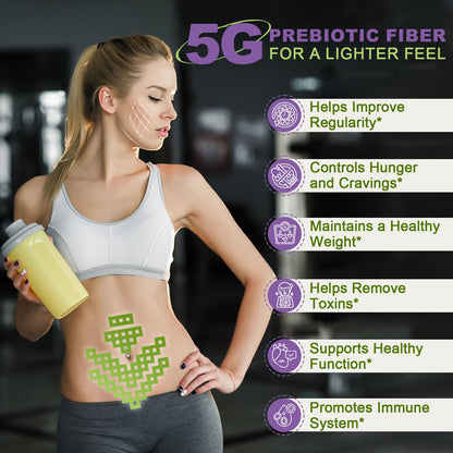 NATURE TARGET Daily Fiber Supplement - Soluble Prebiotic Fiber Powder for Gut Health, Whole Food High Fiber for Digestive Health & Regularity, Unflavored, Gluten & Sugar Free, Keto - 70 Servings