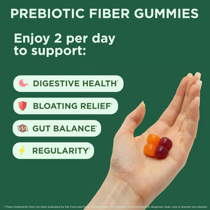 Yuve Prebiotic Fiber Gummies - Delicious - 3g Soluble Fiber Supplement - Supports Digestive Health & Regularity - Vegan & Gluten-Free Fiber Gummies for Adults & Kids - Non-GMO & Low Sugar - 60 Count