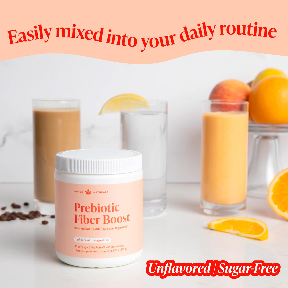 Prebiotic Fiber Powder - Unflavored & Sugar Free - 45 Servings - Fiber Supplement to Support Digestive Regularity, Gut Health, Bloating & Immune Support - 1 Scoop of Soluble Prebiotic Powder Daily