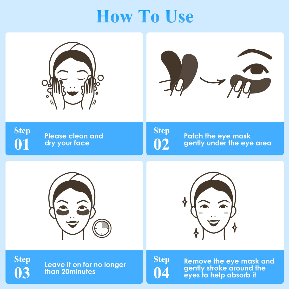 Collagen & Hyaluronic Acid Under Eye Patches - 30 Pairs - Hydrating Eye Mask for Dark Circles, Puffy Eyes & Wrinkles
