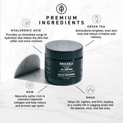 Brickell Men's Revitalizing Anti-Aging Cream For Men, Anti Wrinkle Night Face Cream To Reduce Fine Lines and Wrinkles, With Vitamin E, Jojoba Oil, and Hyaluronic Acid, 2 Ounce, Unscented