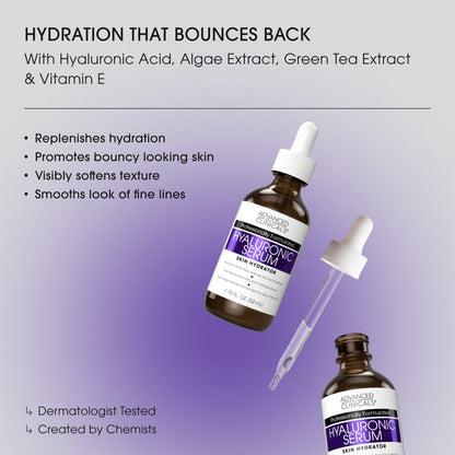 Advanced Clinicals Hyaluronic Acid Serum - Ultra-Hydrating Duo (52ml x 2)