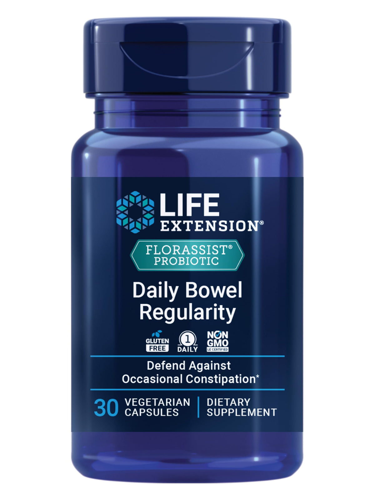 Life Extension FLORASSIST Daily Bowel Regularity - Bifidobacterium lactis HN019 - Clinically Studied Probiotic for Occasional Constipation - Gluten-Free, Non-GMO - 30 Vegetarian Capsules