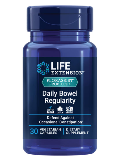Life Extension FLORASSIST Daily Bowel Regularity - Bifidobacterium lactis HN019 - Clinically Studied Probiotic for Occasional Constipation - Gluten-Free, Non-GMO - 30 Vegetarian Capsules