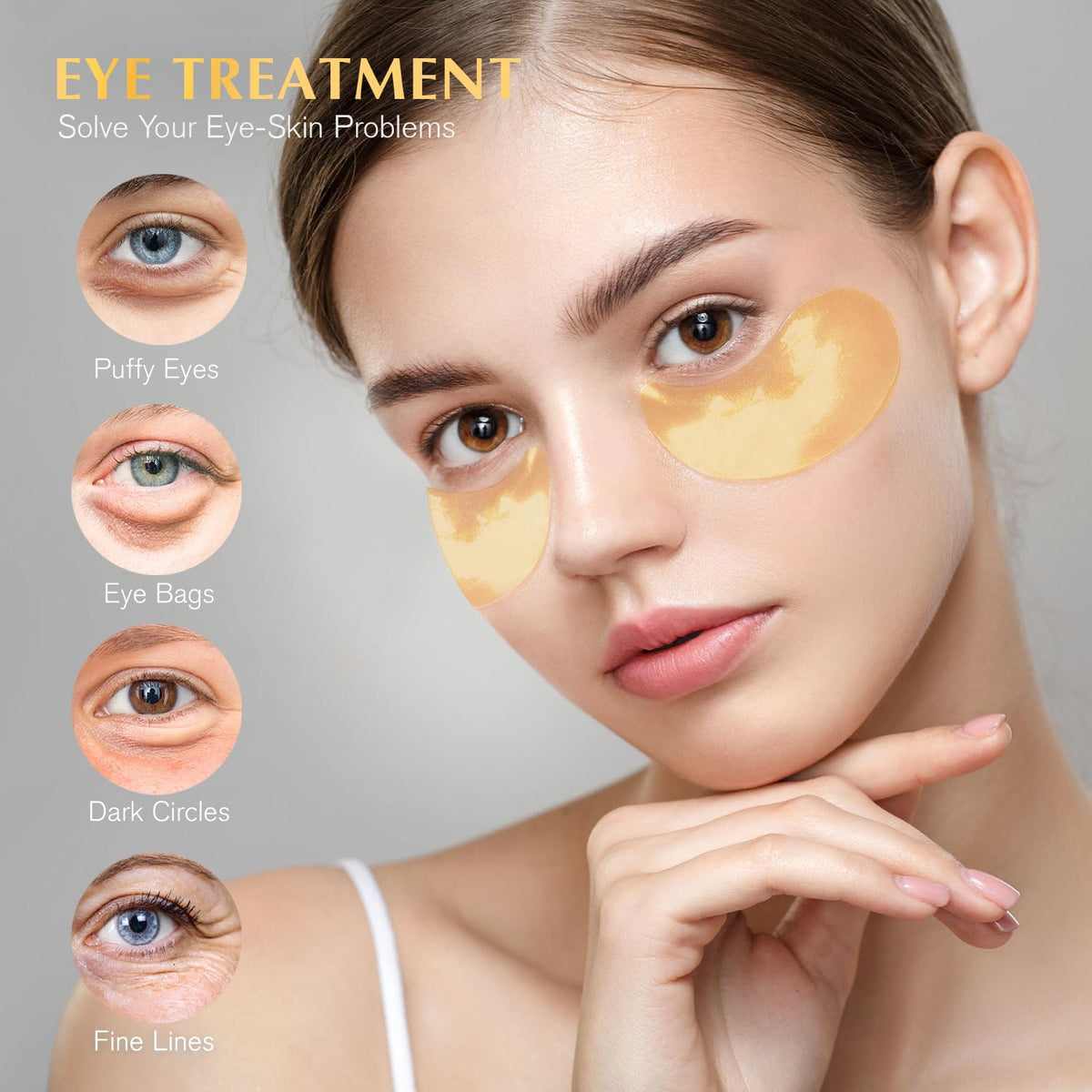 Enaskin Naturals 24K Gold Under Eye Patches (30 Pairs) - Gold Eye Gel Masks with Retinol, Collagen & Hyaluronic Acid for Dark Circles & Puffiness
