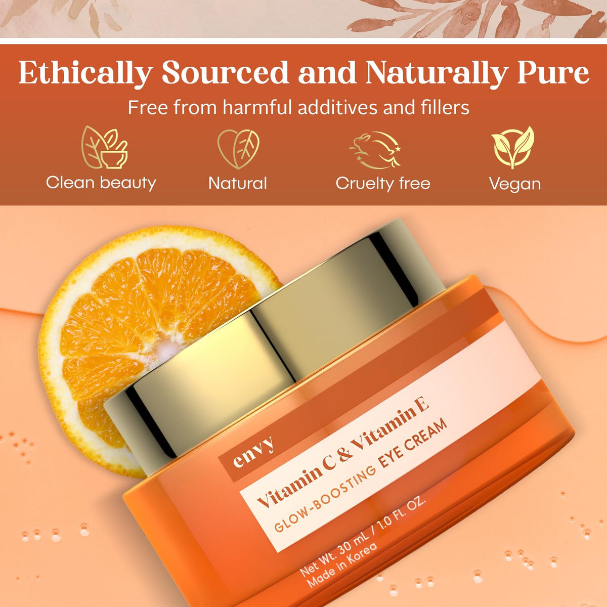 Envy Vitamin C & Vitamin E Under Eye Cream - Brightening Korean Skincare (1.01 oz)