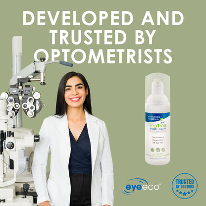 EyeEco Advanced Tea Tree Eyelid and Facial Cleanser - 50mL - Non-Irritating Eyelash & Eyelid Cleanser Soothes Irritation with Tea Tree, Vitamin E and Shea Butter