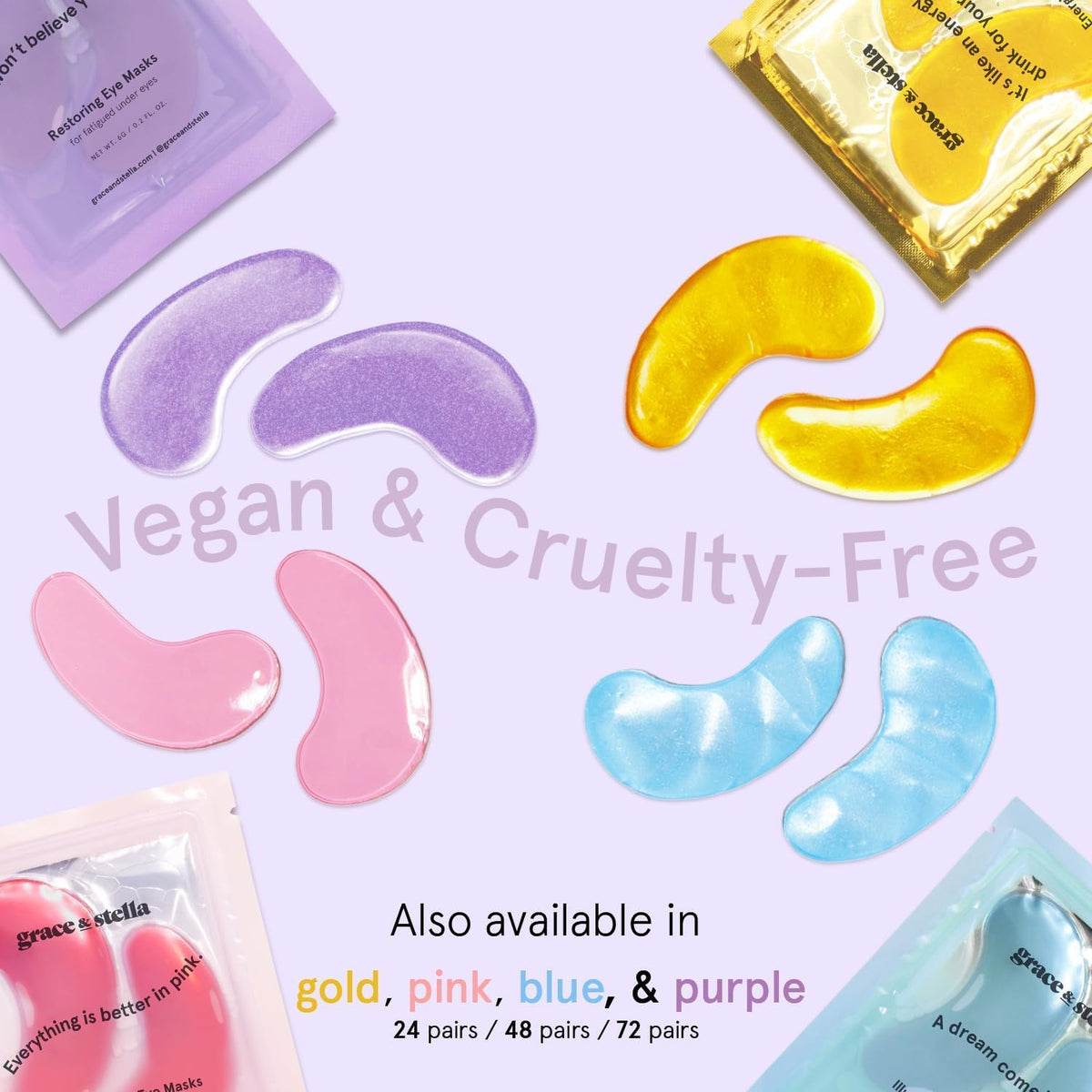 grace & stella Retinol & Purple Under Eye Patches - 48 Pairs - Restoring Gel Masks with Hyaluronic Acid for Puffy Eyes