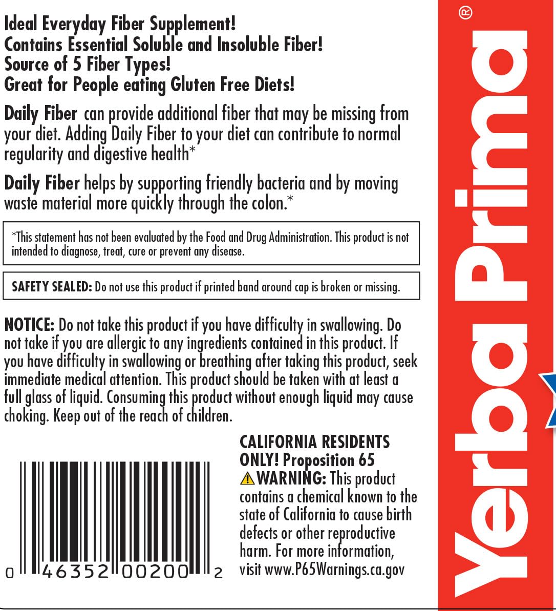Yerba Prima Daily Fiber Formula Powder - 12 oz (Pack of 2) - Soluble & Insoluble Dietary Fiber Supplement - Colon Cleanse - Gut Health - Vegan, Non-GMO, Gluten-Free
