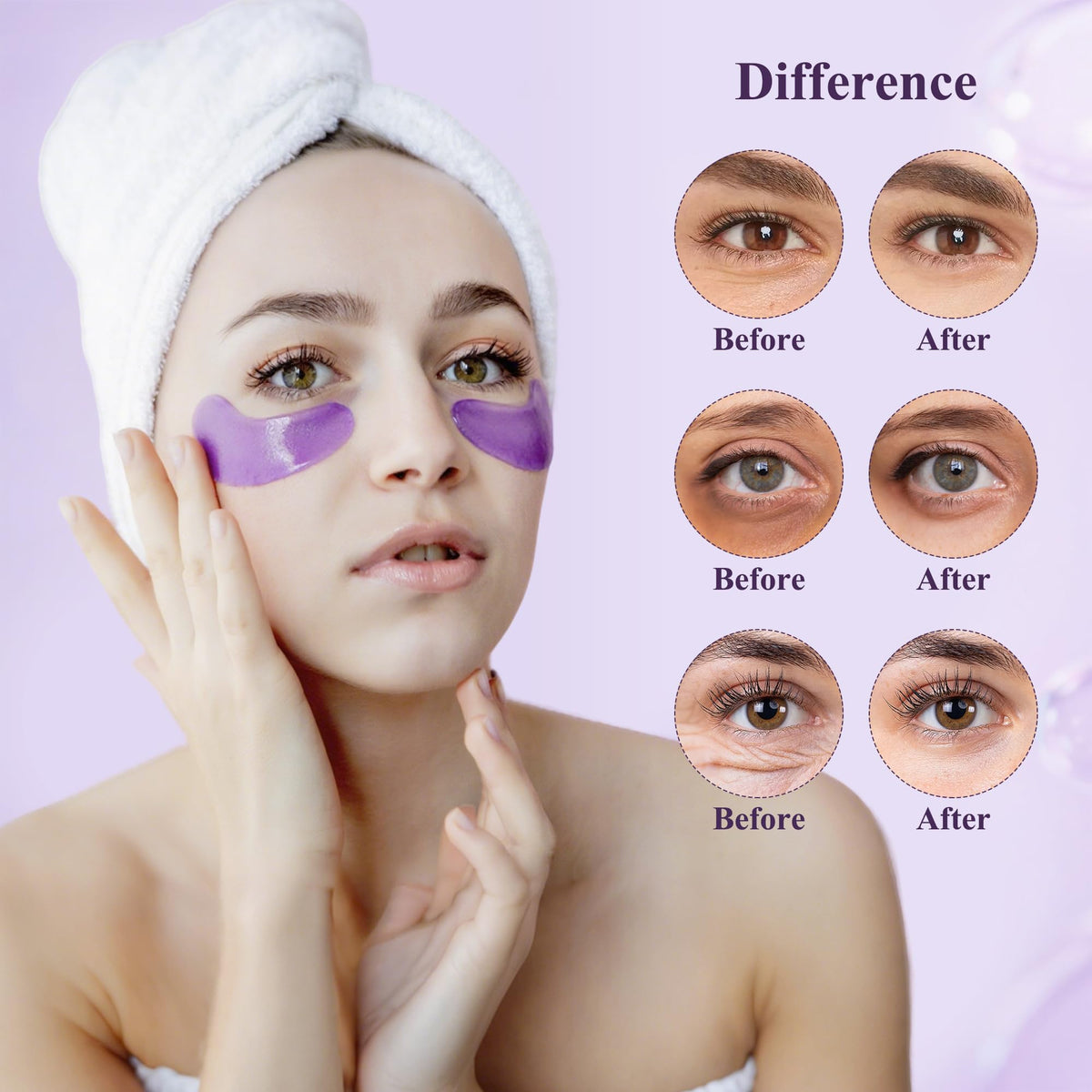 Lavender Collagen Under Eye Patches - 30 Pairs - Relaxing Eye Mask for Puffy Eyes, Dark Circles & Sleep Support