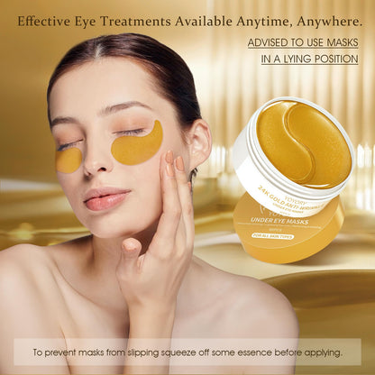 YOYORY 24K Gold Under Eye Patches - Anti-Aging Treatment for Dark Circles, Puffy Eyes & Wrinkles - Collagen & Hyaluronic Acid (60 Pcs)