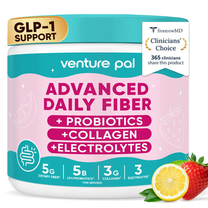 6-in-1 Daily Prebiotic Fiber Powder for Gut & Digestive Health, GLP-1 Friendly, Sugar Free Fiber Supplement Powder with Probiotics, Collagen Peptides & Electrolytes - For Women & Men - 7.8 OZ