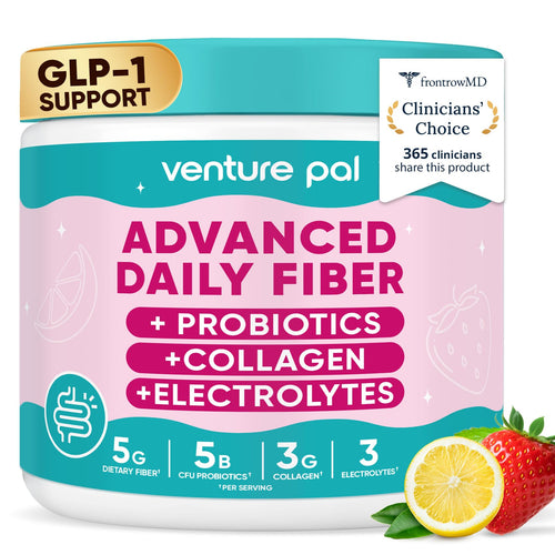 6-in-1 Daily Prebiotic Fiber Powder for Gut & Digestive Health, GLP-1 Friendly, Sugar Free Fiber Supplement Powder with Probiotics, Collagen Peptides & Electrolytes - For Women & Men - 7.8 OZ