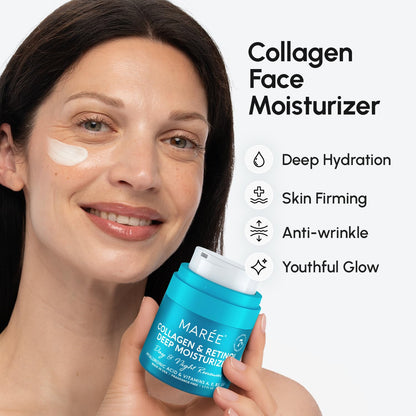 MAREE Face Moisturizer Retinol Cream for Face - Daily Wrinkle Cream for Women - Anti-Aging Face Cream - Facial Moisturizer with Collagen - Crema Hidratante Para la Cara for Skin Tightening