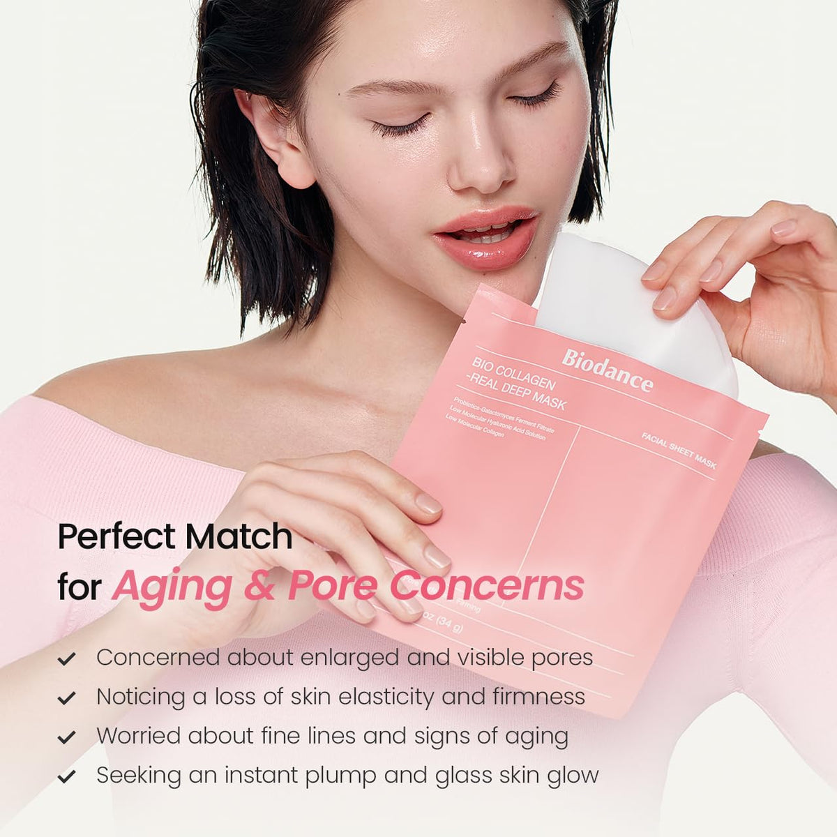 BIODANCE Bio-Collagen Real Deep Mask, Hydrating Overnight Hydrogel Face Mask, Pore Minimizing, Plumping, Elasticity Improvement, Korean Skin Care, Mothers Day Gifts - 1.19oz(34g) x 16ea