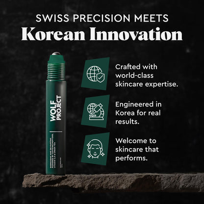 WOLF Project Under Eye Roller - Caffeine, Vitamin C & Peptides Eye Serum for Dark Circles, Puffiness & Fine Lines
