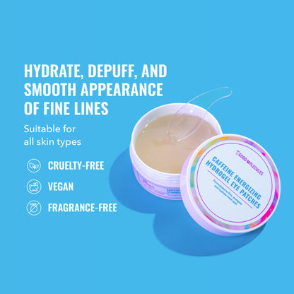 Good Molecules Caffeine Energizing Hydrogel Eye Patches - Hyaluronic Acid Eye Masks for Puffiness & Dark Circles (30 Pairs)
