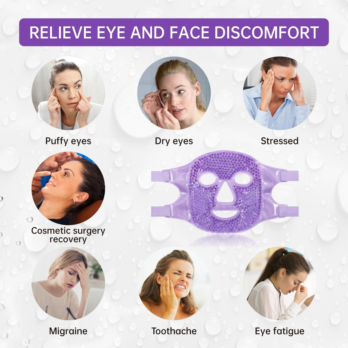 ZNÖCUETÖD Full Face Ice Mask - Gel Hot & Cold Compress for Post-Surgery Recovery, Dental Work, Facelift & Laser Treatment - Reduces Swelling & Migraines