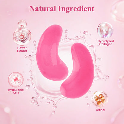 Rose Collagen Under Eye Patches - 30 Pairs - Brightening Eye Mask for Dark Circles, Puffy Eyes & Fine Lines
